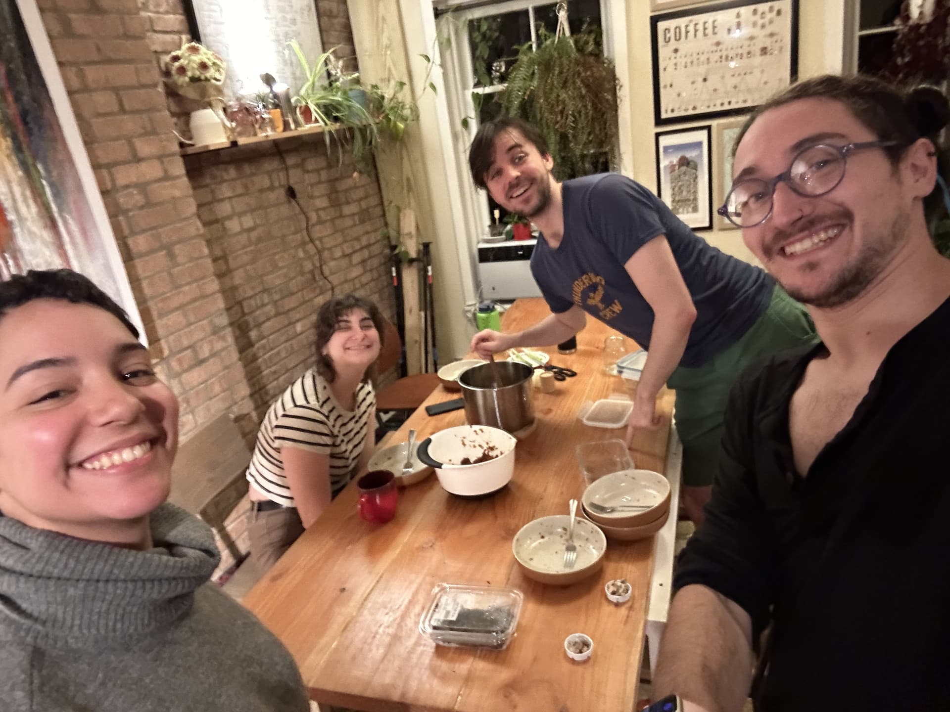 Communal dinner at the kitchen table