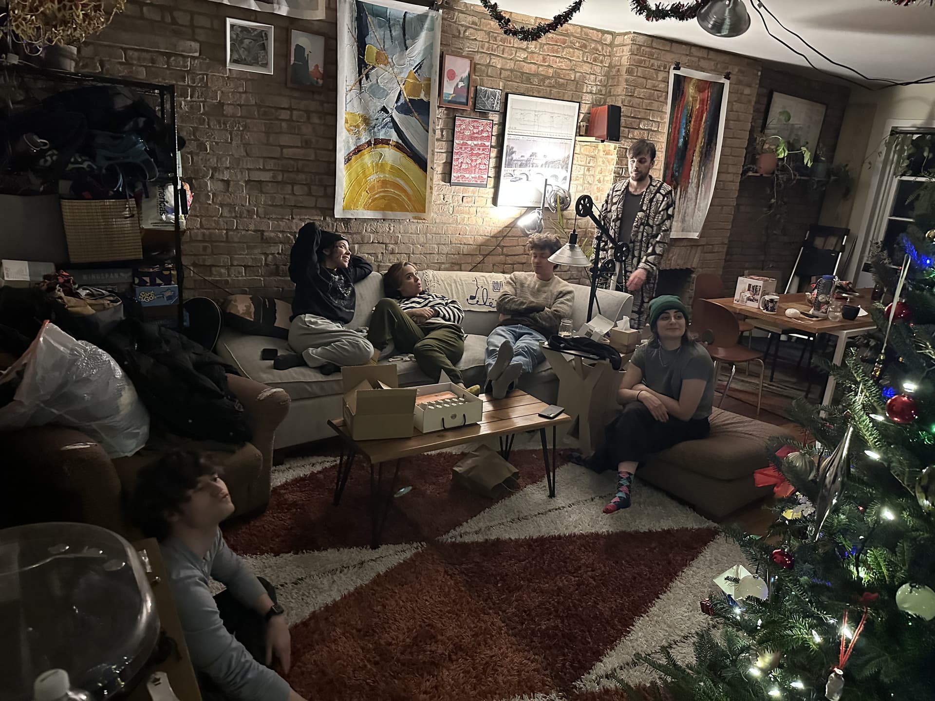 A cozy Christmas evening in the living room