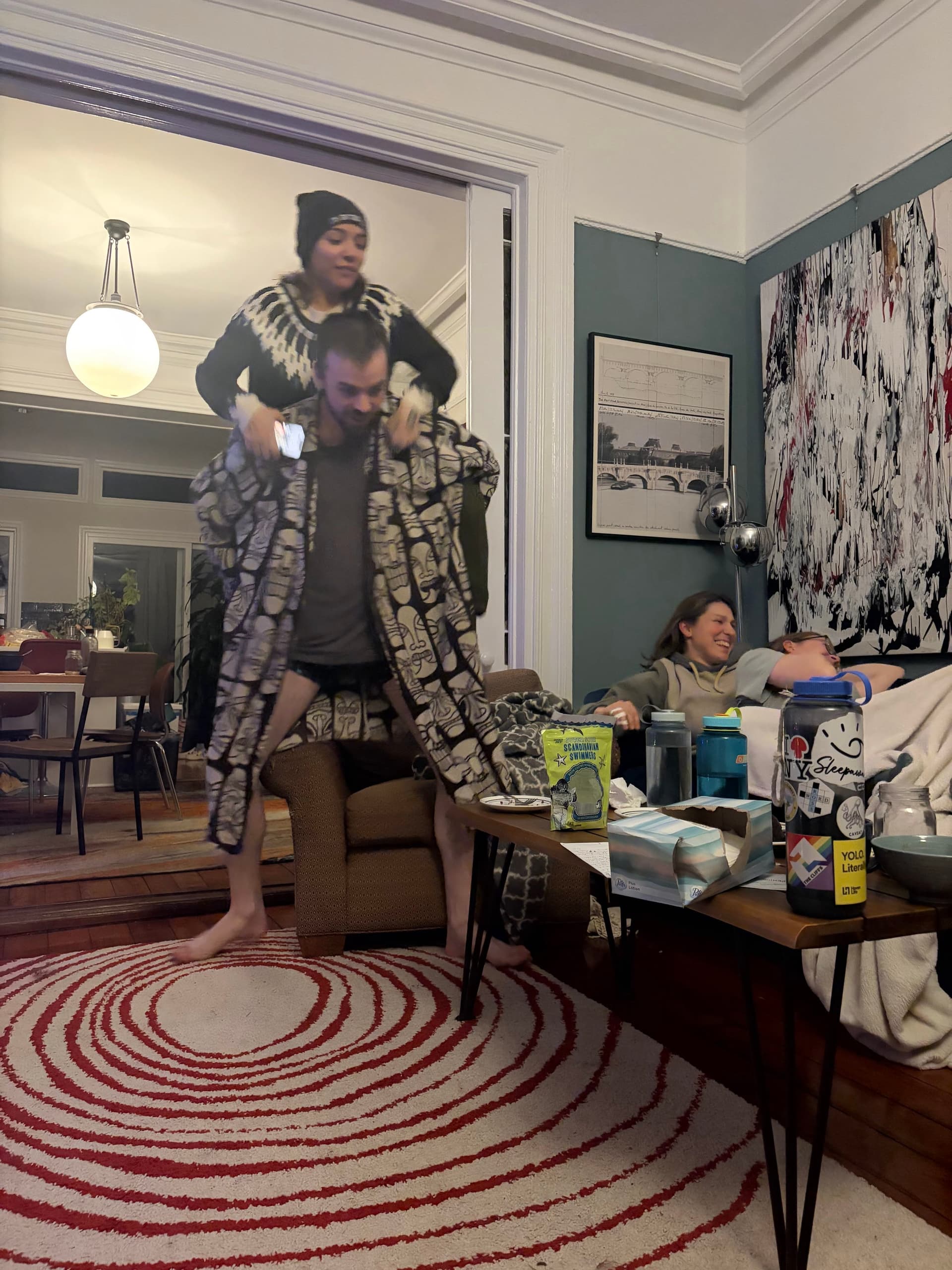 Goofing around in the living room